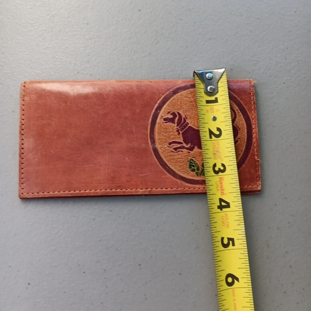 VTG‎ Hand Tooled Leather Wallet Billfold Bifold Coupon Holder Wiener Dog Crafted